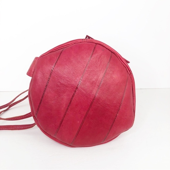 Red Leather Bohemian Backpack with Embellishments main image 6